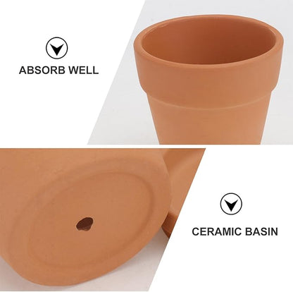 5pcs Red Terracotta Succulent Flower Pots with Saucers, Breathable Clay Planting Containers for Indoor and Outdoor Garden, 8x8cm Decorative Plant Pots Set