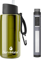 SurviMate 5-Stage 0.01μm Ultra-Filtration Filtered Water Bottle, BPA-Free Material, NSF/ANSI 42&372 Certified, Portable Water Filter Bottle for Survival, Camping, Hiking, and Emergency Use