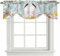 Easter Bunny Tie Up Valance Curtains for Windows, Kitchen Curtains Window Shades, Easter Eggs Spring Farmhouse Wood Grain Teal Blue Light Filtering Curtain Valances for Bedroom/Bathroom/Cafe 42"x12"