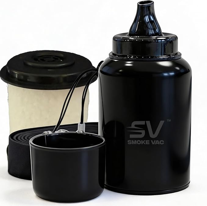 SmokeVac Handheld Personal Air Filter with 4-Layer Filtration & One-Way Check Valve – Portable Smoke & Odor Eliminator for Home, Car, Travel & Events (Black)