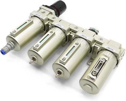 3/4" NPT Industrial Grade 4 Stage Gas Drying System, Coalescing Filter, Desiccant Dryer, Auto Drain, Compatible with Paint Spray, Plasma Cutter (Auto Version)