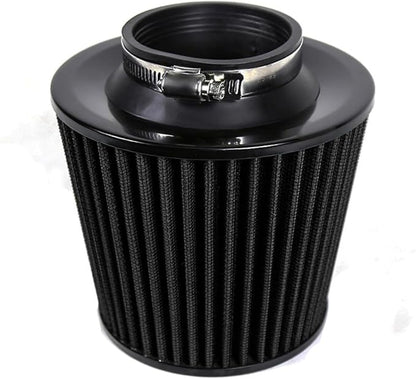 KYOSTAR Universal 3" (76mm) High-Flow Air Filter, Reusable Cone Cold Air Intake, High Performance, Washable, Clamp-On Car High Flow Dry Air Kit, Flange Diameter: 3 Inch, Filter Height: 6.1 Inch, Black
