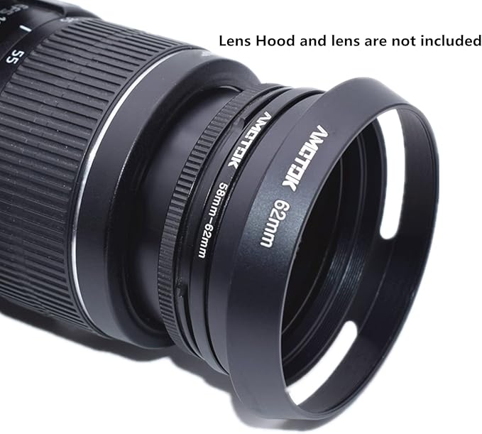 58mm to 62mm Camera Filters Ring Compatible All 58mm Camera Lenses to 62mm UV CPL ND Filter Accessory and 62mm Lens Hood(58-62mm)