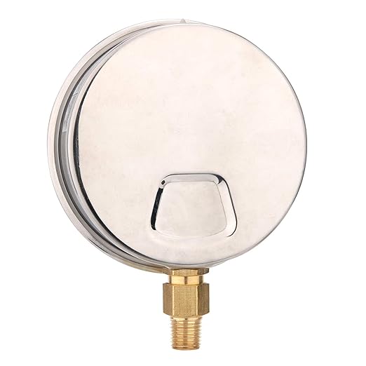 MEASUREMAN 4" Dial Size, Glycerin Filled Plumbing Pressure Gauge, 0-160psi, Stainless Steel Case, 1/4" NPT Lower Mount