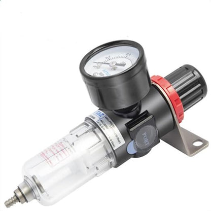 Compressed Air Pressure Filter Regulator Airtac AFR2000 1/4'' NPT 0-140 PSI Combo Piggybac Adjustable,Bracket,Gauge Semi-Auto Drain