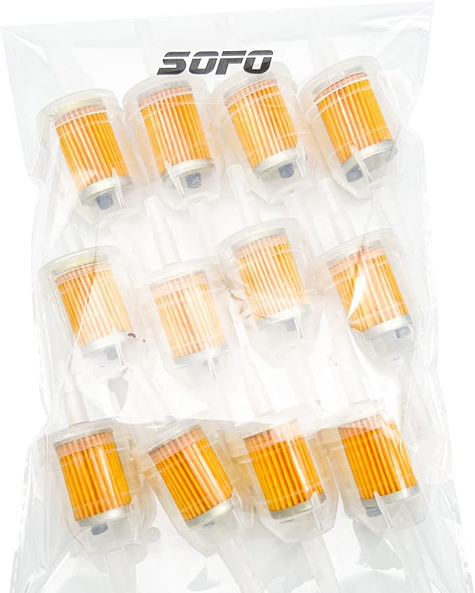 SOFO 12 Pack Inline Fuel Filters 1/4 Inch x 5/16 Inch with Magnet for Small Engines Fit for Briggs and Stratton John Deere Kawasaki Kohler Lawn Mowers Motorcycles