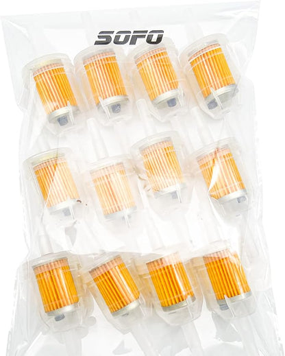 SOFO 12 Pack Inline Fuel Filters 1/4 Inch x 5/16 Inch with Magnet for Small Engines Fit for Briggs and Stratton John Deere Kawasaki Kohler Lawn Mowers Motorcycles