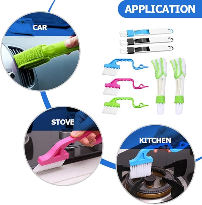 UPKOCH Window Groove Cleaning Brush Set 8pcs Window Gap Scrubber Brushes Dust Removal Wet and Dry Use Cleaning Tools for Home and Office
