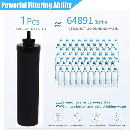 Water Filter Replacement Compatible with Big Berkey® Filter Gravity Water Filter System Parts and Accessories, NSF/ANSI 42&372 Certified (4 Pack) BB9-2® Black Berkey Water Filters Cartridges