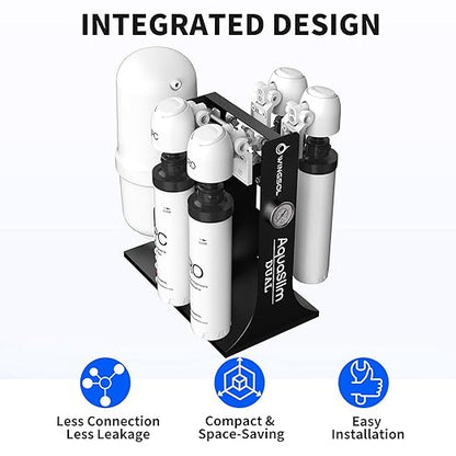 WINGSOL Integrated Reverse Osmosis Water Filter, NSF/ANSI 42/53/58, Dual Outlet 10-Stage Under Sink RO Filtration System for 0 TDS & pH+ Alkaline Remineralization Water, No Electricity Needed