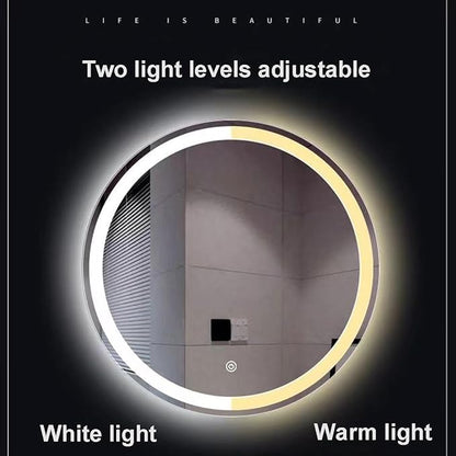 Vanity Mirror Round Illuminated LED Bathroom Mirror with Touch Sensor Switch Dimming Function Demister Pad 3 Colors Temperature Suitable for Vanity Bathroom Or Bedroom(31in)