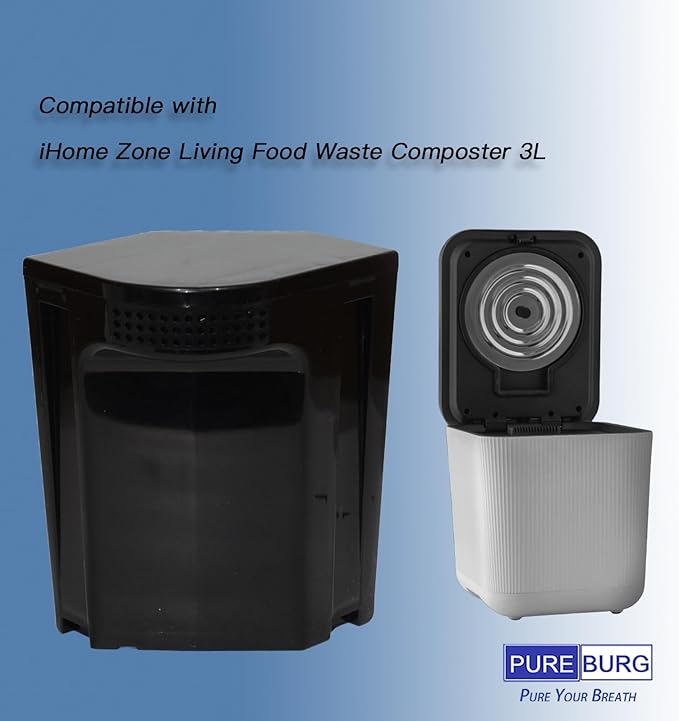 PUREBURG Replacement Filter Compatible with iHome Zone Living Food Waste Composter 3L,2-Pack Deodorization for Air Clean Kitchen Smell