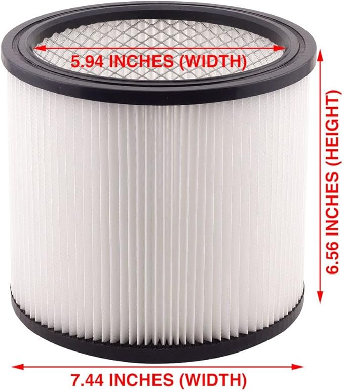 Vacuum Canister Filter Set for Wet/Dry Shop Vacuums – Includes Canister Filter, Foam Sleeve, 3 Dry Filter Discs, and Mounting Band Compatible with Shop-Vac, Craftsman, Ridgid, and More