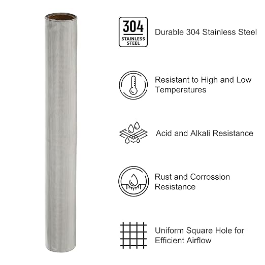 PATIKIL 40" L x 16" W Woven Wire Mesh, 350 Mesh 304 Stainless Steel Air Vent Filter Screen with Gloves for Window Security Vent Cover Filtration Animals Fence
