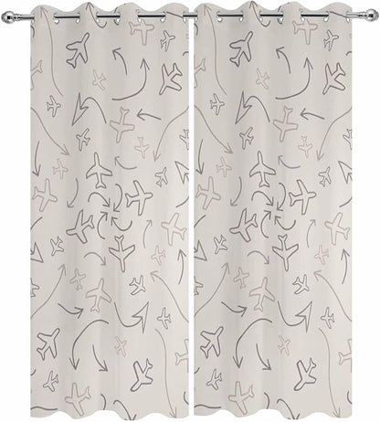 Abstract Airline Route Waterproof Outdoor Curtains for Patio, Windproof Weatherproof Curtains with Weighted Hem, Vintage Aircraft Arrows Light Filtering Privacy Drapes for Porch 54"x 108" 2 Panels