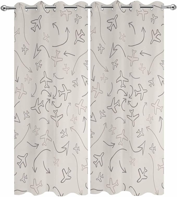 Abstract Airline Route Waterproof Outdoor Curtains for Patio, Windproof Weatherproof Curtains with Weighted Hem, Vintage Aircraft Arrows Light Filtering Privacy Drapes for Porch 54"x 95" 2 Panels