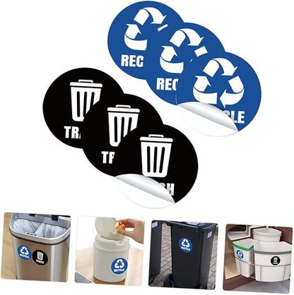 VILLCASE 6-Pack Self-Adhesive Garbage Classification Stickers for Waste Sorting Labels for Trash Cans and Recycle Bins for Home Kitchen and Office Organization