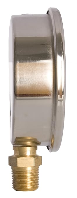 4" Oil Filled Pressure Gauge - Stainless Steel Case, Brass, 1/2" NPT, Lower Mount Connection, 0-15,000PSI