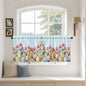 Easter Kitchen Tier Curtains 24 Inch Long 2 Panel Set,Rod Pocket Cafe Small Window Curtains Over Sink,Spring Bunny Colorful Eggs Tulip Flowers Blue Check Light Filtering Short Drapes 27.5"W x 24"L