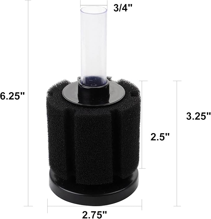 AQUANEAT Aquarium Air Powered Sponge Filter, Fish Tank Bio Bubble Filter with Airline Tubing, Valves, Suction Cup (Up to 20Gal)
