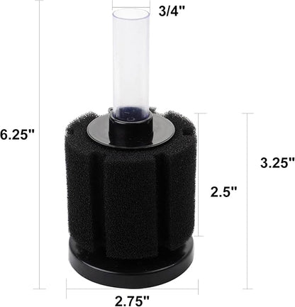 AQUANEAT Aquarium Air Powered Sponge Filter, Fish Tank Bio Bubble Filter with Airline Tubing, Valves, Suction Cup (Up to 20Gal)
