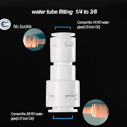 10-Pack 3/8" to 1/4" Push to Connect Fitting Kit - 5 Straight + 5 Elbow Adapters for RO Water Systems/Refrigerators | POM Quick Connect Fittings with Leak-Proof Seals