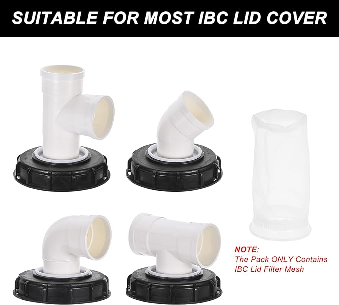 PATIKIL 4" IBC Lid Filter 2 Pack 210mm Long Washable Nylon Fine Mesh Filter IBC Tank Container Accessories for Rainwater Tank Rain Tank Ton Barrel Cover