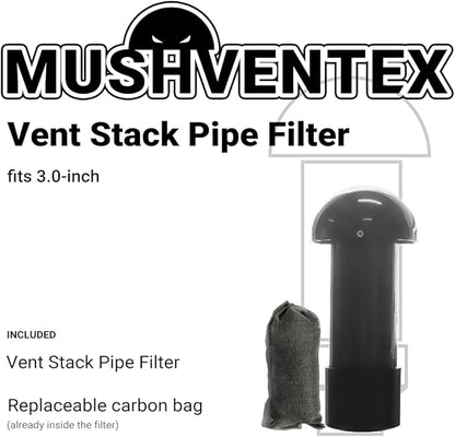 Vent Stack Pipe Filter with Mushroom Cap | Eliminates Outdoor Odors | Fits Standard PVC/ABS Pipes | Durable ABS Construction | Long-Lasting Activated Carbon | Earth-Friendlier | Fits 3.0"