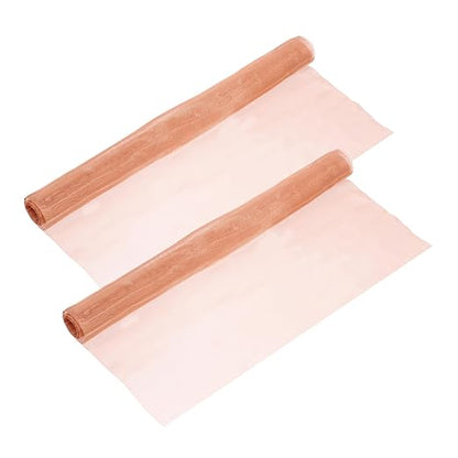 uxcell 2 Pack Copper Mesh, 40" x 13" 100 Mesh Pure Copper Wire Mesh Dense Filter Screen Mesh for Hole Blocking Gardening Sealing Distilling
