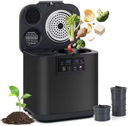Electric Kitchen Composter with Activated Carbon Filters, LED Display & Auto Cycle for Food Waste Reduction and Odor Control