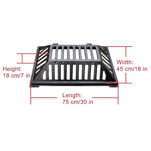 Manhole Cover and Frame Ductile Iron, Heavy Duty Drain Grate, One-Piece Design, Reinforced Drainage Covers for Yard, Garden, Construction Sites(75 * 45 * 18 cm/30 * 18 * 7 in)