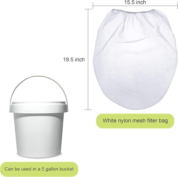 Paint Strainer Bags White Fine Mesh Filters Bag Bucket Elastic Opening Strainer Bags Hydroponic Paint Filter Bag for Paint Gardening (20 Pieces, 5 Gallon)
