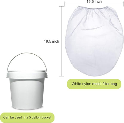 Paint Strainer Bags White Fine Mesh Filters Bag Bucket Elastic Opening Strainer Bags Hydroponic Paint Filter Bag for Paint Gardening (20 Pieces, 5 Gallon)