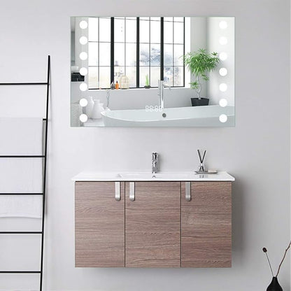 80x60cm LED Bathroom Mirror with Lights Bathroom Mirror with Demister Pad Shaver Socket for Makeup Cosmetic Shaving Wall Mounted…