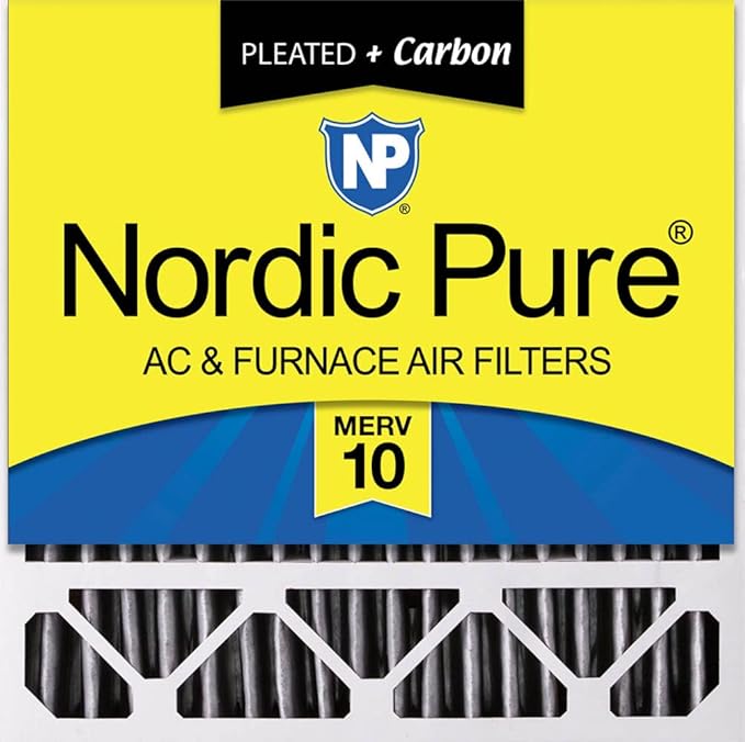 Nordic Pure 20x20x5 (Actual Size: 19 5/8 x 19 7/8 x 4 3/8) Honeywell Replacement Furnace Filters MERV 10 Plus Carbon 1 Pack
