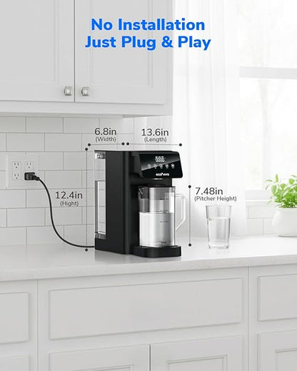 Ecoviva MATE5 Countertop Reverse Osmosis Water Filter, 8-Stage RO Water Filter Purifier, Meet NSF/ANSI 58 Standard, Installation-Free, Portable Water Dispenser for Home & Kitchen & RV, Green Tag