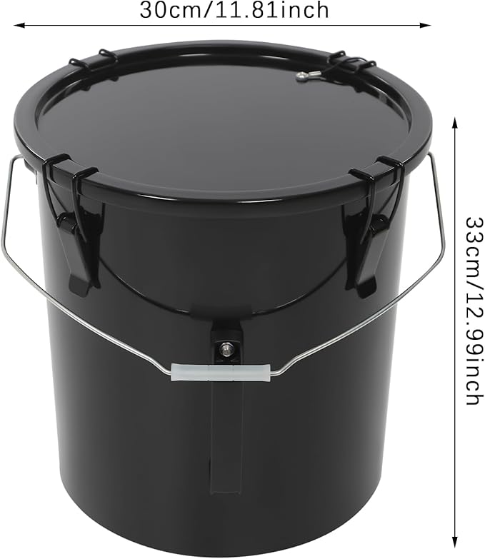 Deep Fryer Oil Storage Container with Filter,6 Gallon Bucket with Lid, Strainer Bag and Handle, Carbon Steel Oil Grease Disposal Container for Deep Fryer Oil Filtering/Storage - Black