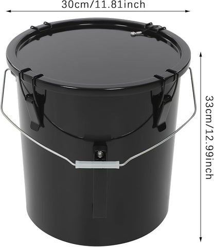 Deep Fryer Oil Storage Container with Filter,6 Gallon Bucket with Lid, Strainer Bag and Handle, Carbon Steel Oil Grease Disposal Container for Deep Fryer Oil Filtering/Storage - Black