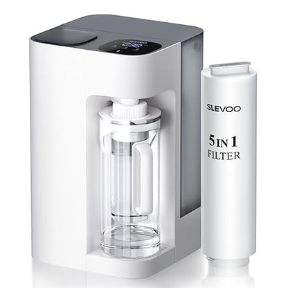 [Smart] Reverse Osmosis Water Filter Countertop,Ph+ & 6-Stage RO Water Filtration System-Alkaline Remineralization,4:1 Pure to Drain,40oz Auto-Fill & Stop Glass Carefe,No Installation Required(White)