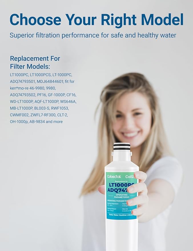 LT1000PC adq747935 Water Filter replacement for lg lt1000p/pc/pcs water filter replacement for lfcc22426s, lrfxs2503s, lmws27626s, lrdcs2603s Filter, Pack of 3,Cobectal