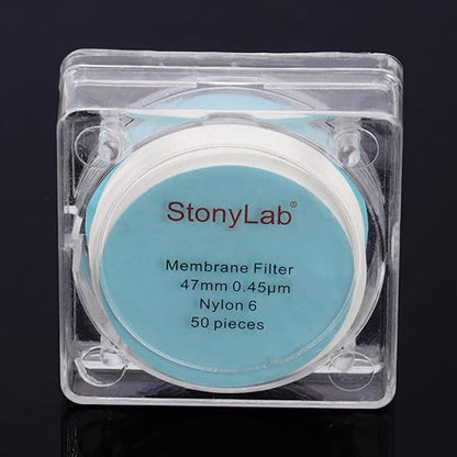 stonylab 50 Pack Nylon Membrane Filters, Hydrophilic Nylon Membrane Disc Filters with 0.45 μm Pore Size and 47 mm Diameter