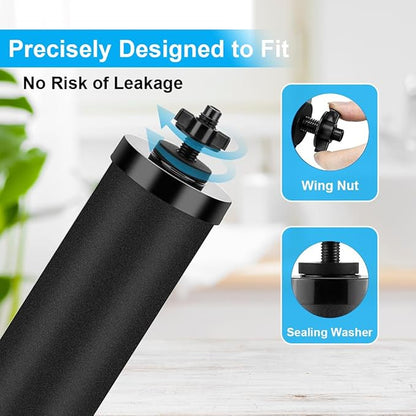 Replacement Kit for Berkey Water Filter System Elements - 4 Wing nuts, 4 Washers & 4 Silicone Blocking Plugs Compatible with Berkey Gravity Filtration System and Black Activated Carbon Water Filters