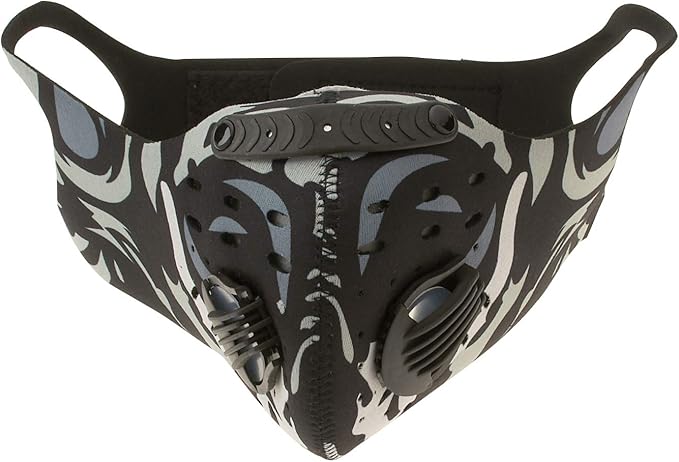 ASA Techmed Reusable Dual Air Breathing Valve Face Mask Cover with Activated Carbon Filter (Tactical Skull)