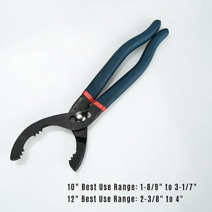 12" Oil Filter Pliers, Adjustable Oil Filter Wrench, Universal Oil Filter Removal Tool No Slipping for Engine Filters, Conduit, Fittings, Straight Head
