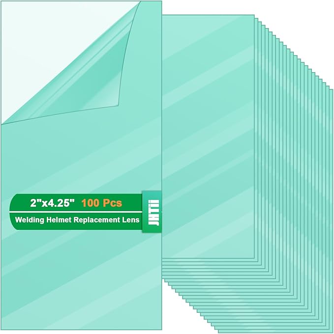 100PCS Welding Helmet Replacement Lens, 2"x4.25" Clear Anti-Scratch Polycarbonate Lens for Arc/MIG/TIG Welding, Fits Most Standard Welding Helmets