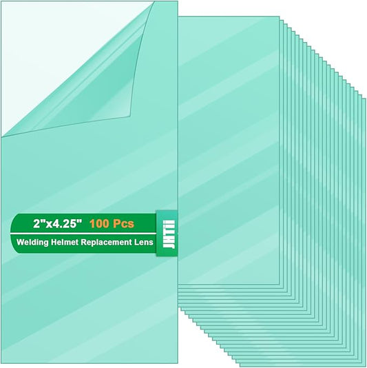 100PCS Welding Helmet Replacement Lens, 2"x4.25" Clear Anti-Scratch Polycarbonate Lens for Arc/MIG/TIG Welding, Fits Most Standard Welding Helmets