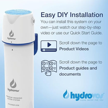 Hydrovos DWSP Premium Microplastic Water Filter, NSF 401/53/42 Under Sink Drinking Water Filtration System, Direct Connect Kitchen/Bathroom Sink, Reduces PFOA, PFOS, Lead, Cysts, Asbestos, Chlorine