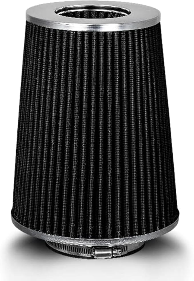BLACK 3.5" 89 mm Inlet Truck Air Cone Replacement Performance Washable Clamp-On Dry Air Filter (8" Tall)
