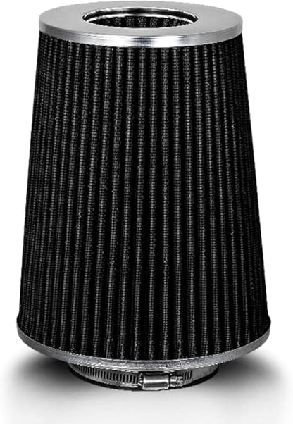 BLACK 3.5" 89 mm Inlet Truck Air Cone Replacement Performance Washable Clamp-On Dry Air Filter (8" Tall)