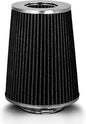 BLACK 3.5" 89 mm Inlet Truck Air Cone Replacement Performance Washable Clamp-On Dry Air Filter (8" Tall)